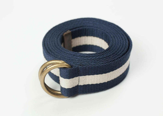 Striped Web Belt in Navy/White.