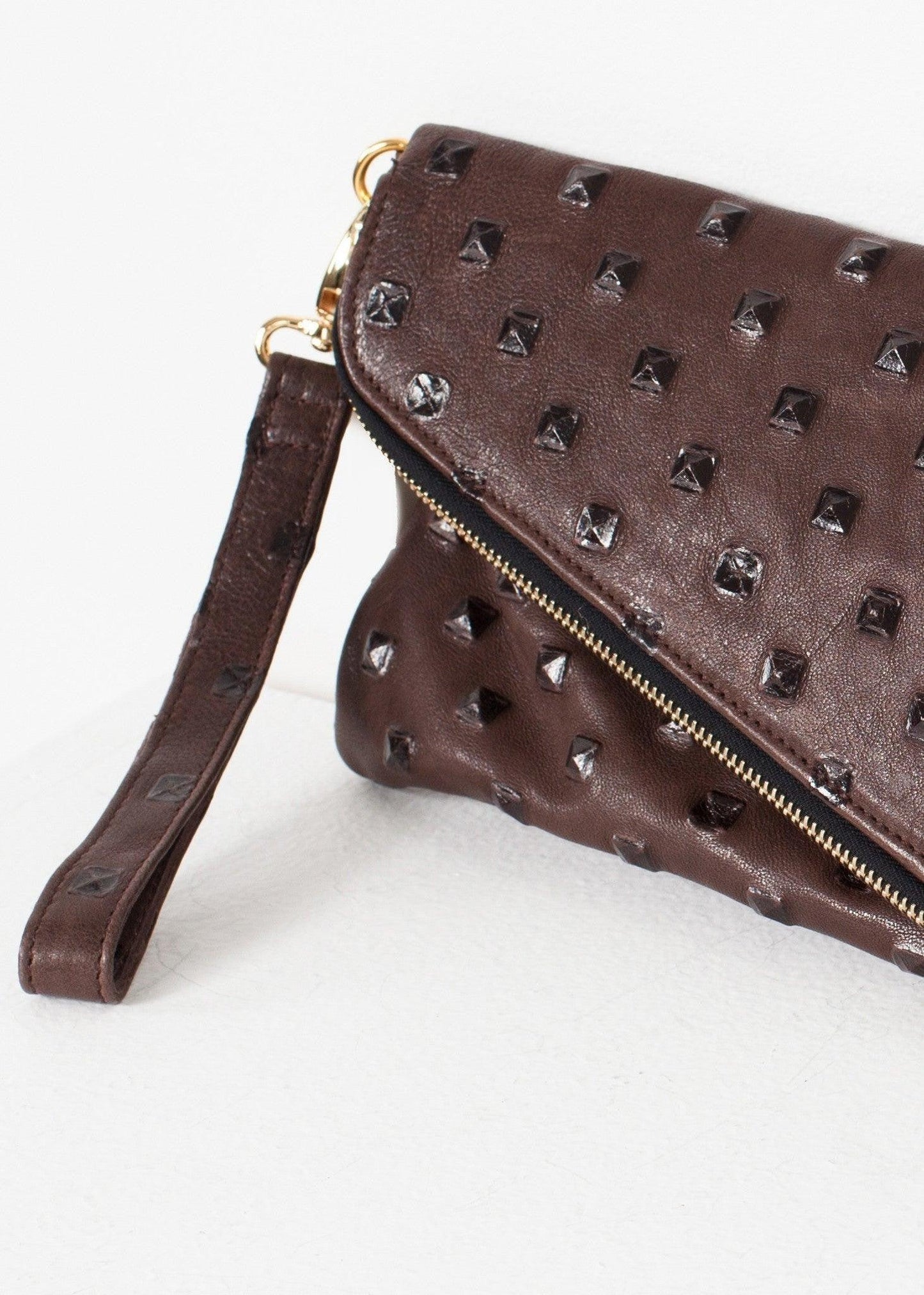 Roxanne Leather Clutch in Brown.