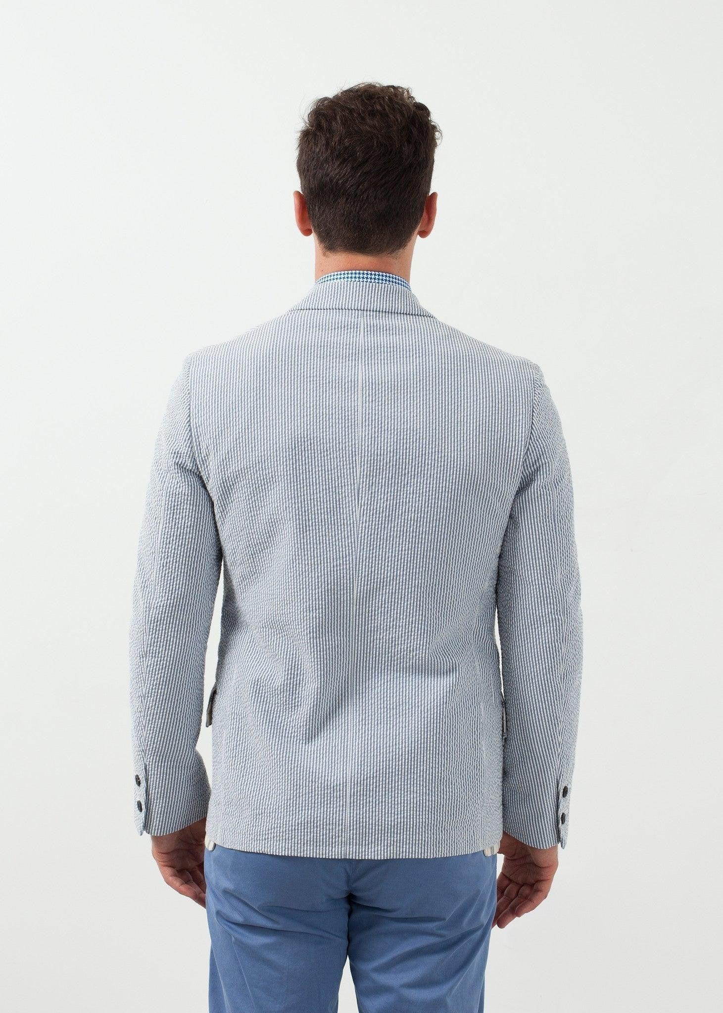 Seersucker Five Button Blazer.