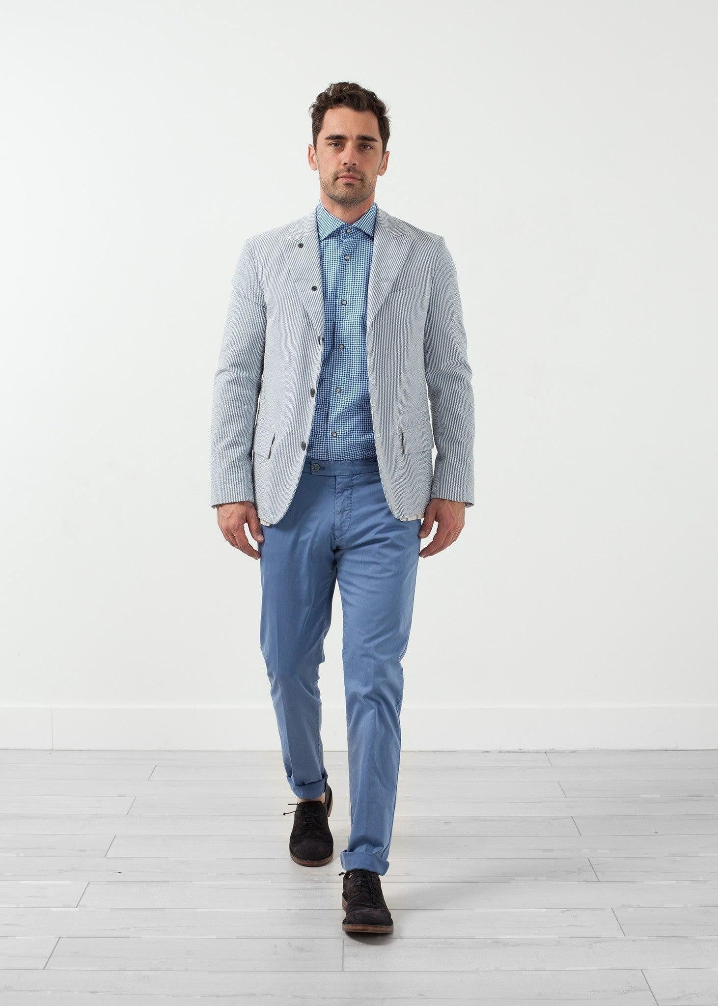 Seersucker Five Button Blazer.