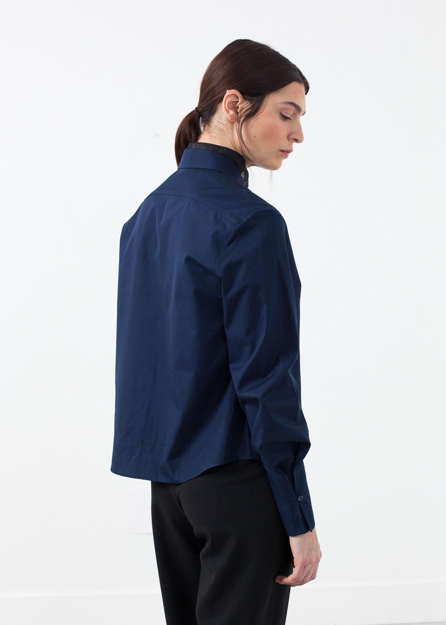Sheer Silk Collar Button Up.