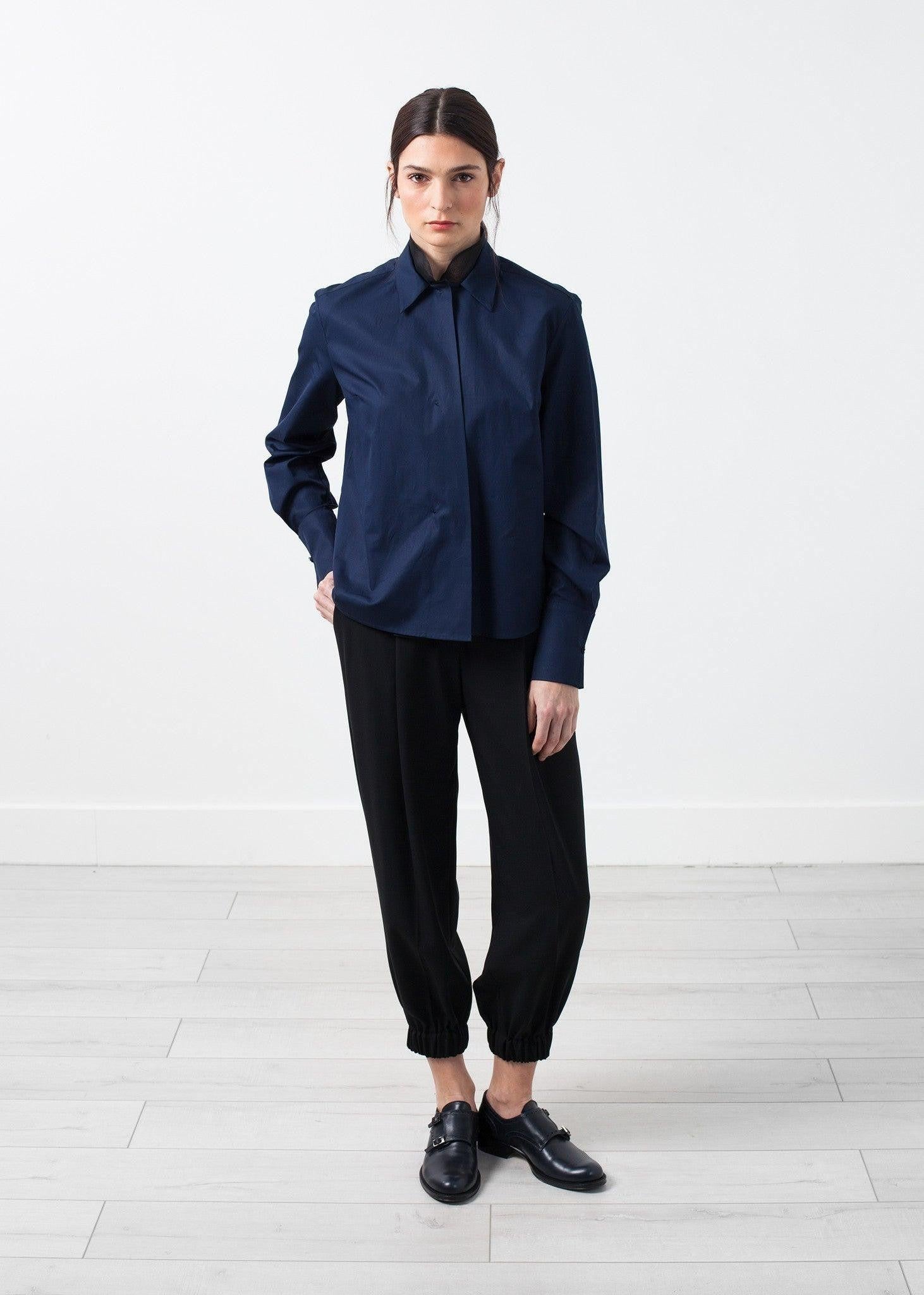 Sheer Silk Collar Button Up.