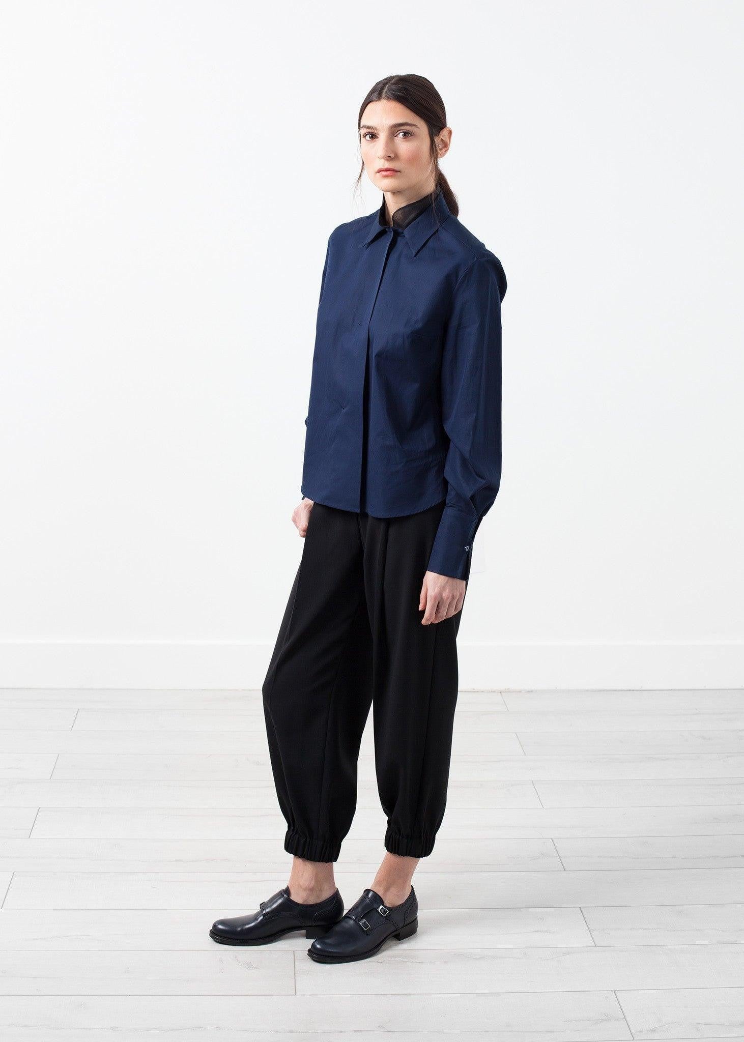 Sheer Silk Collar Button Up.