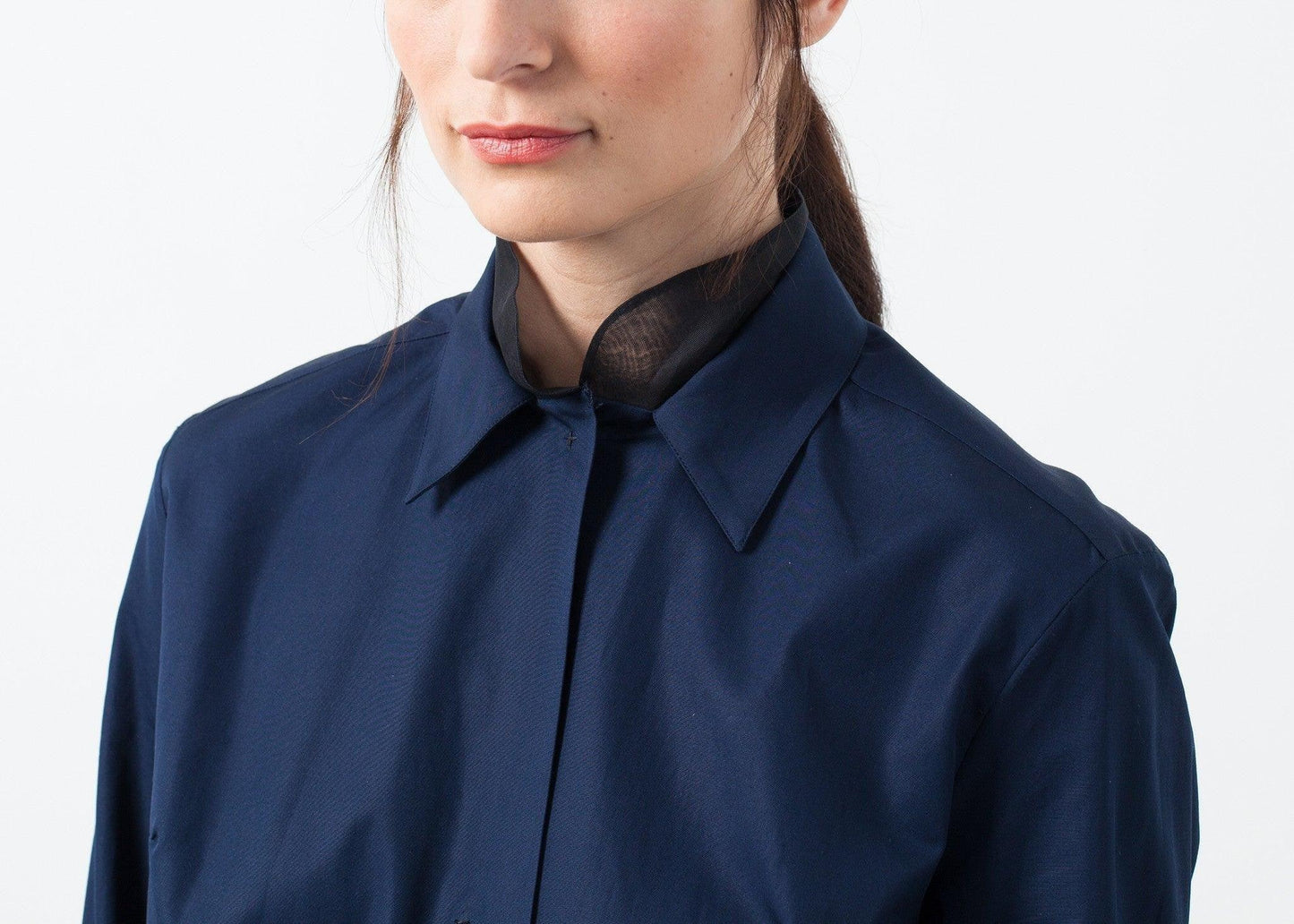 Sheer Silk Collar Button Up.