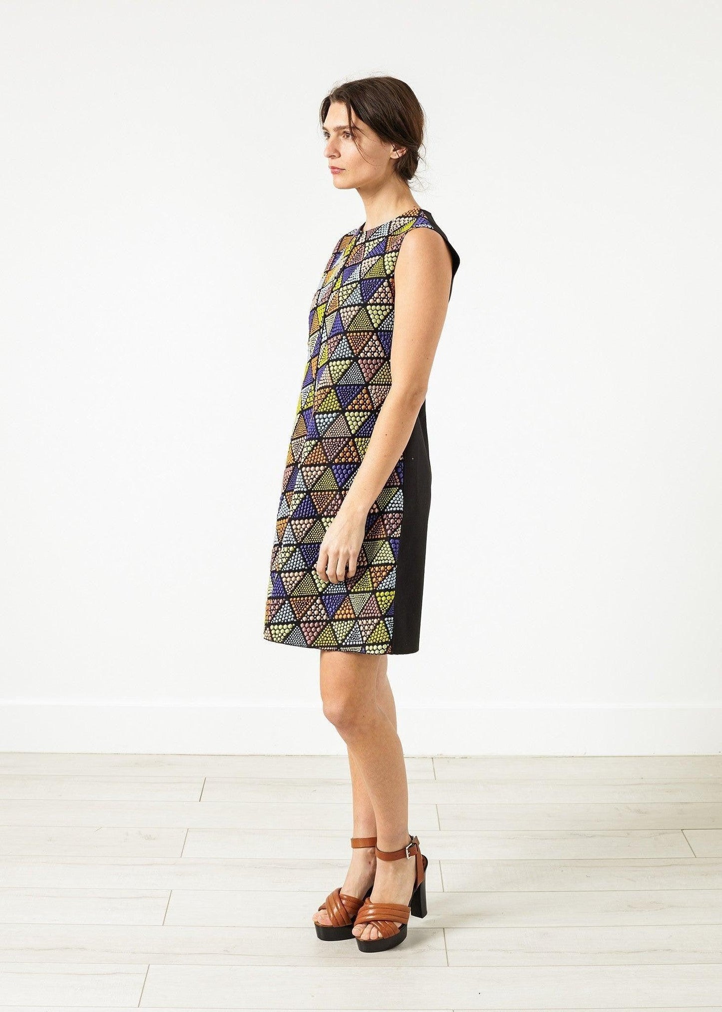 Triangle Sleeveless Dress in Multi.