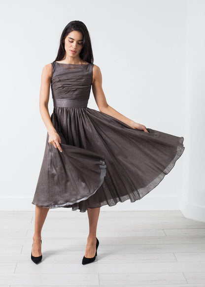 Voile Dress in Grey Pearl.