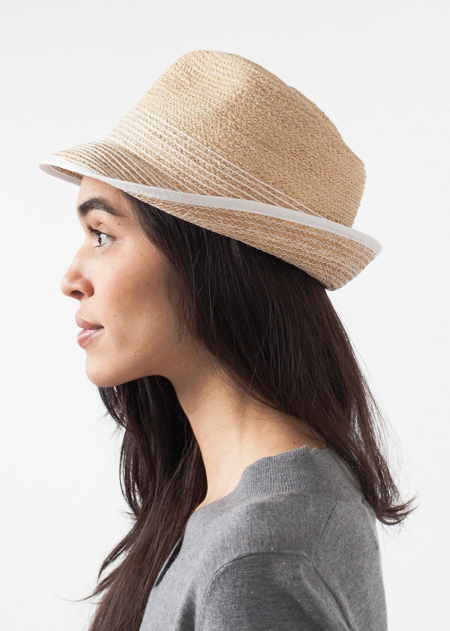 Washboard Hat in Straw/White.