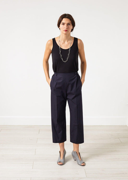 Wide Cropped Trouser in Navy.