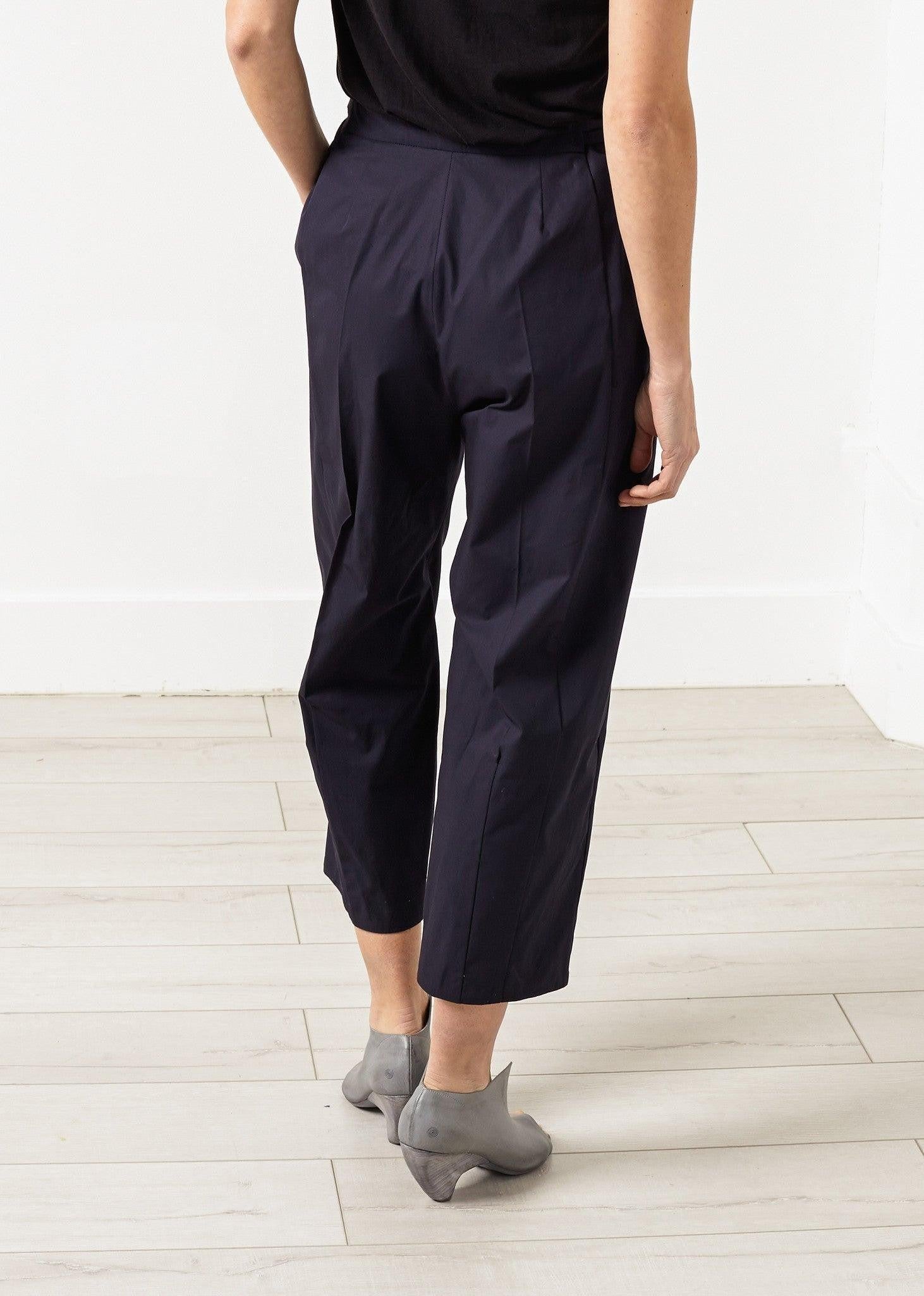 Wide Cropped Trouser in Navy.