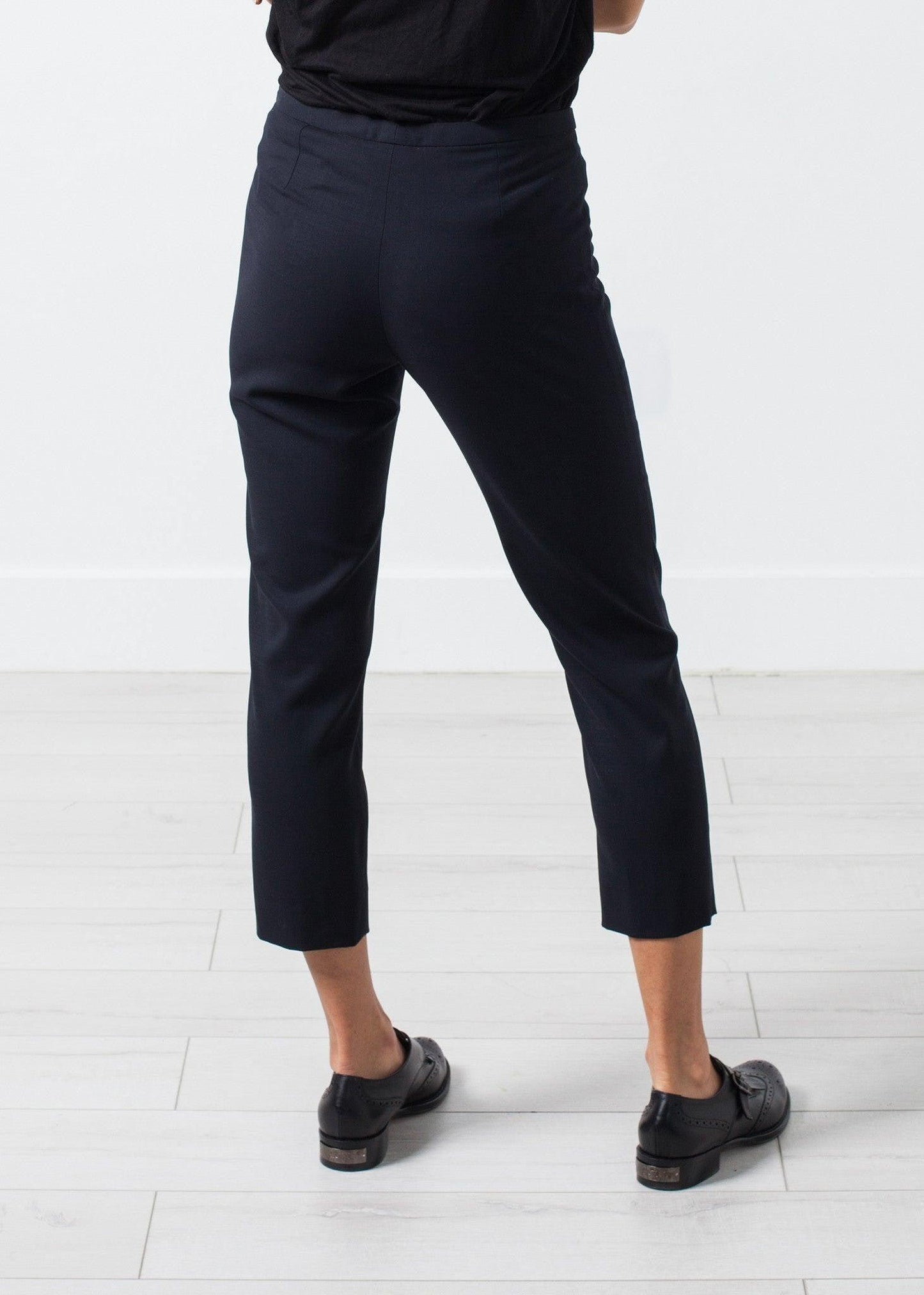 Wool Cropped Pant in Navy.