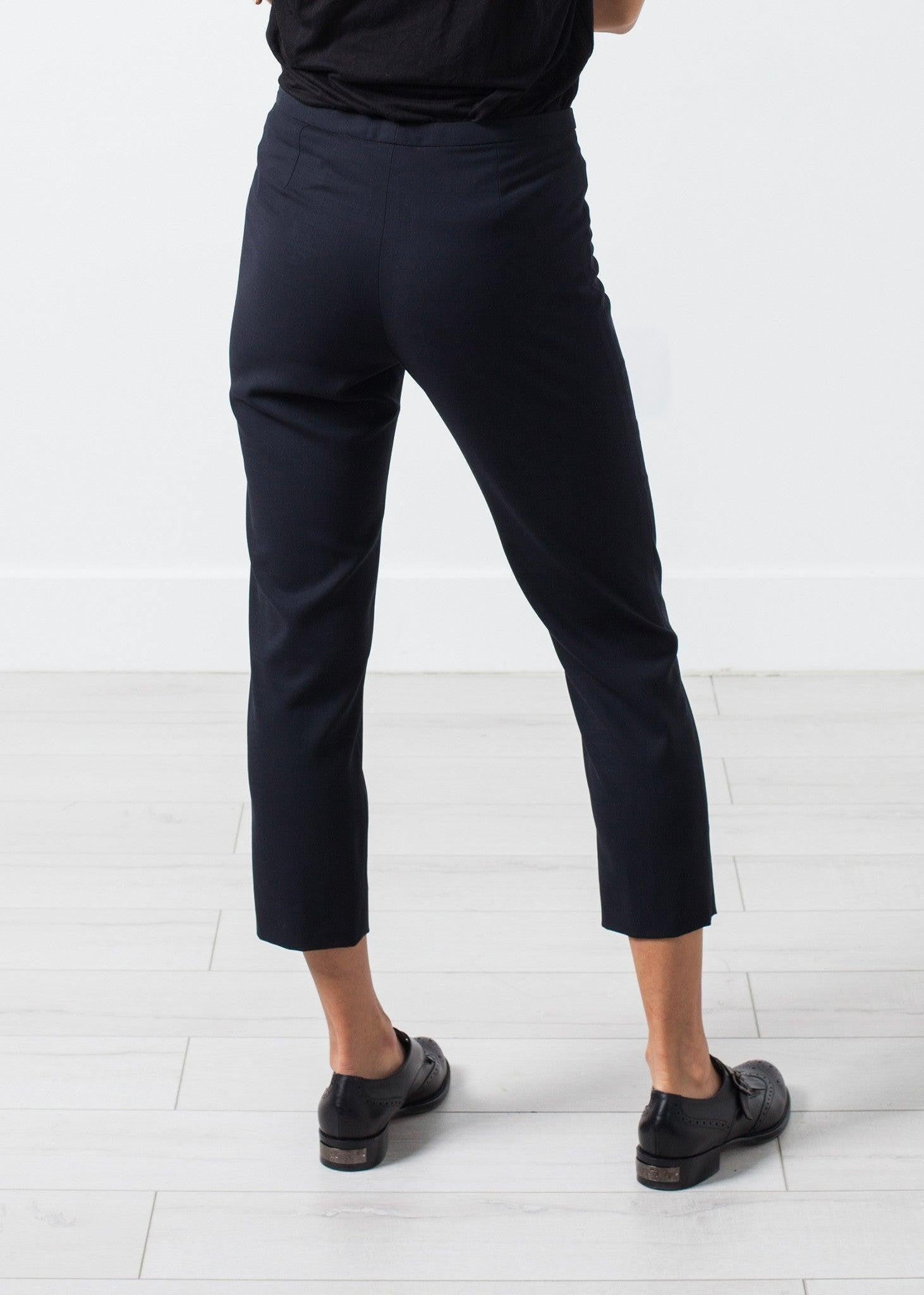 Wool Cropped Pant in Navy.