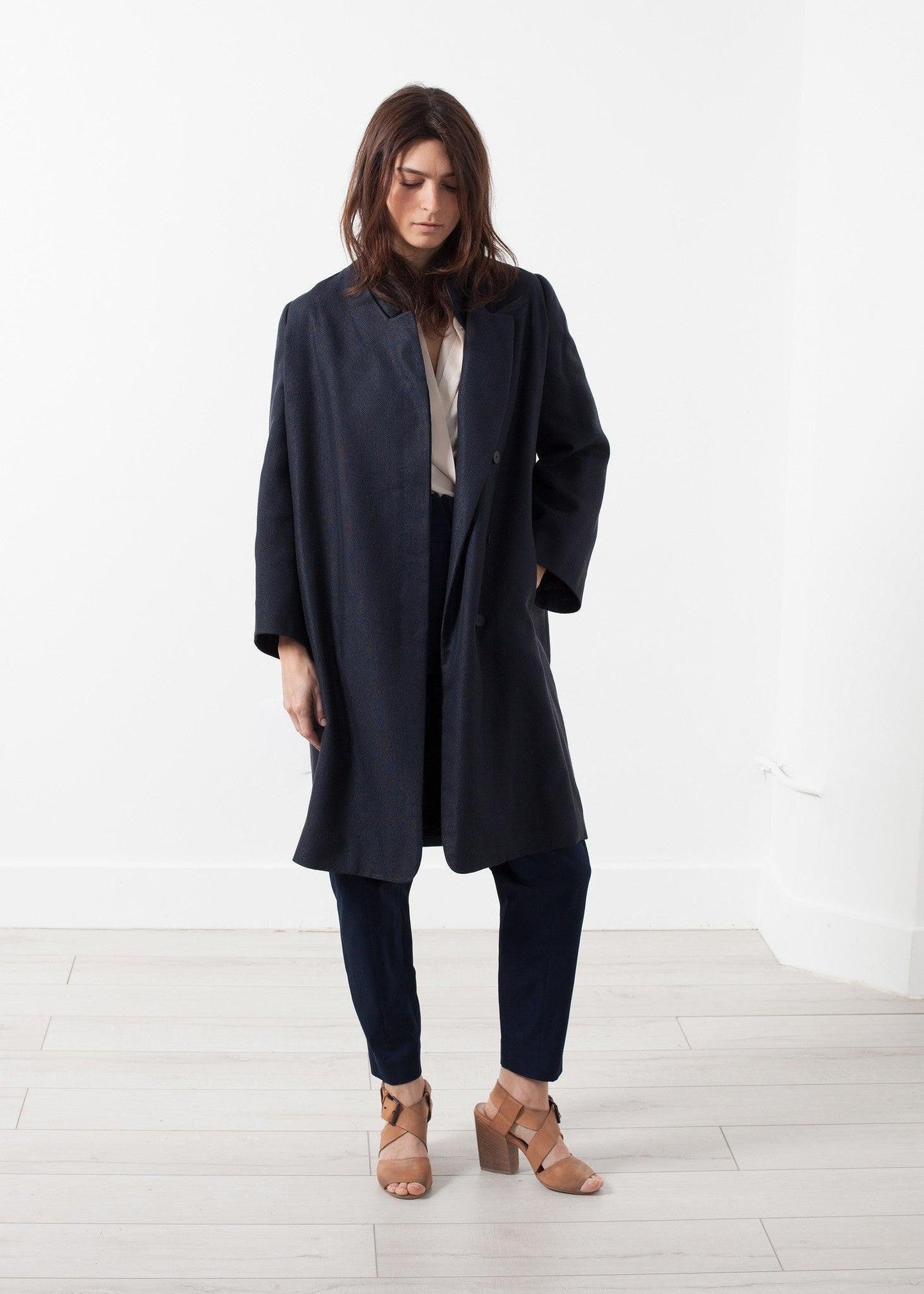 Woven Pleat Back Coat.
