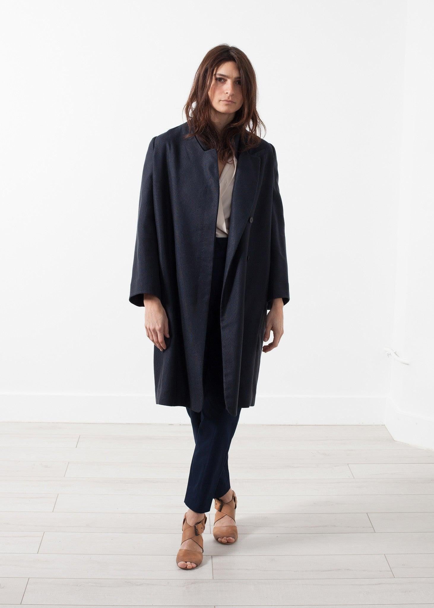 Woven Pleat Back Coat.