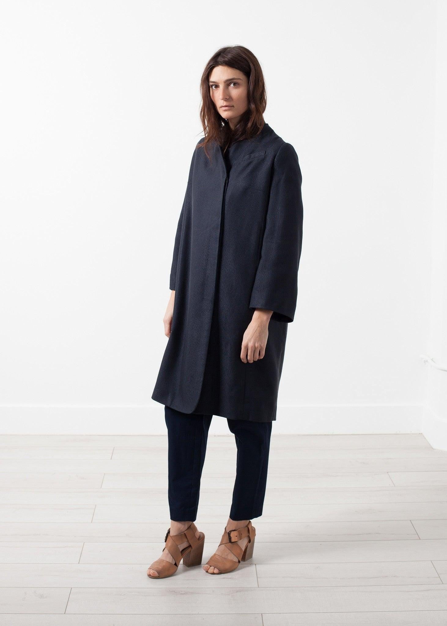 Woven Pleat Back Coat.