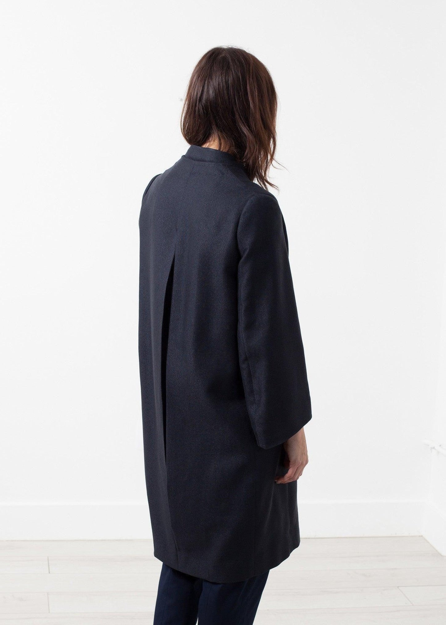 Woven Pleat Back Coat.