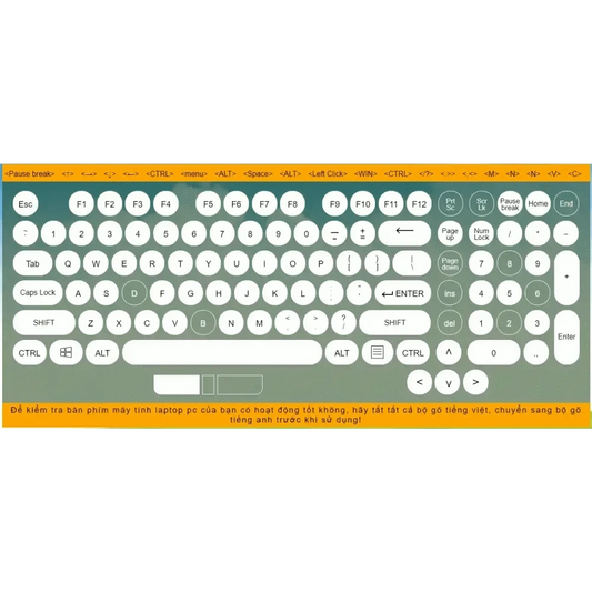Virtual round key keyboard layout with white circular keys and Vietnamese instructions